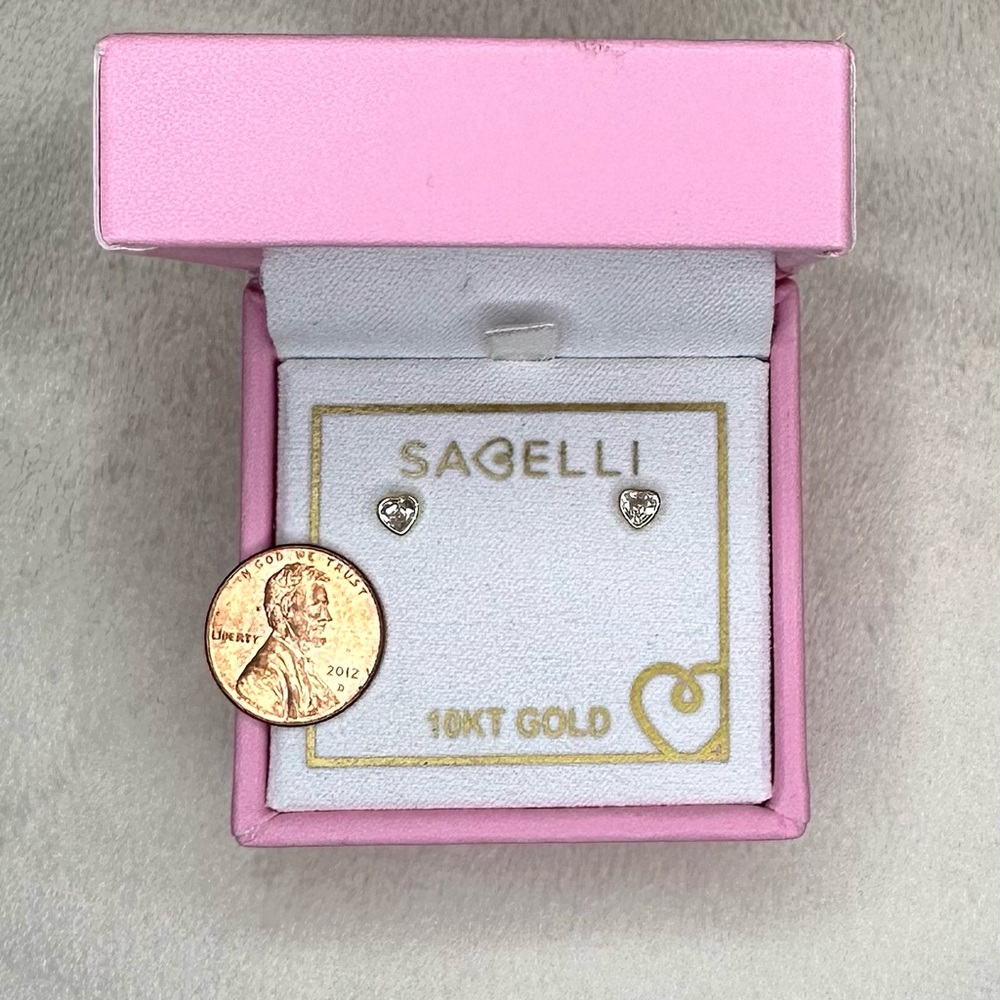 Petite Heart Shaped 10K Yellow Gold Stud Earrings SABELLI